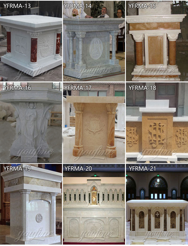 white marble altars