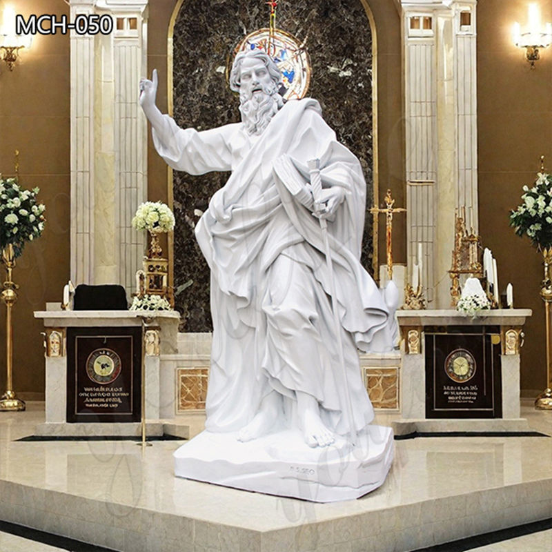 Church Ornament White Marble Saint Paul Statue for Sale