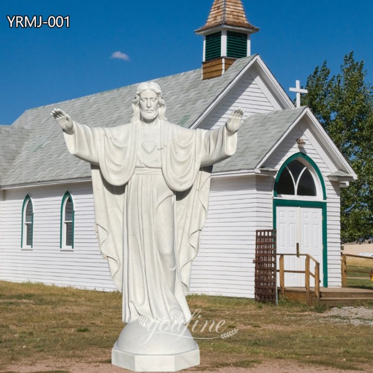 Marble Statue Church Jesus with Open Hands