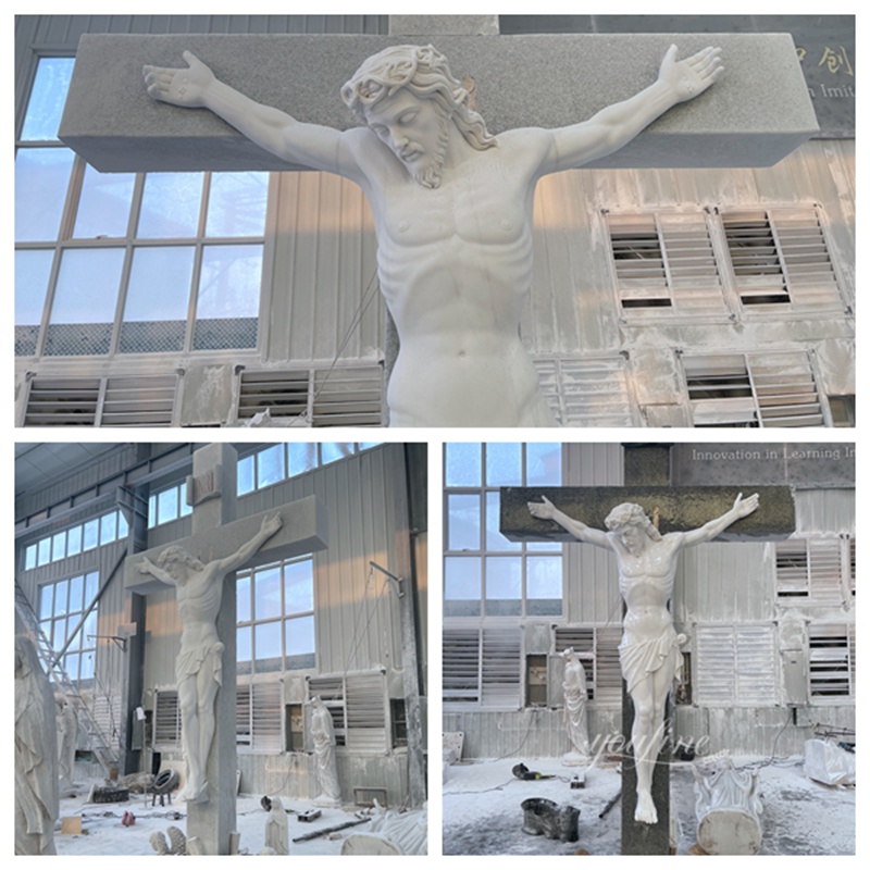 Marble White Jesus Crucifix Statue Details