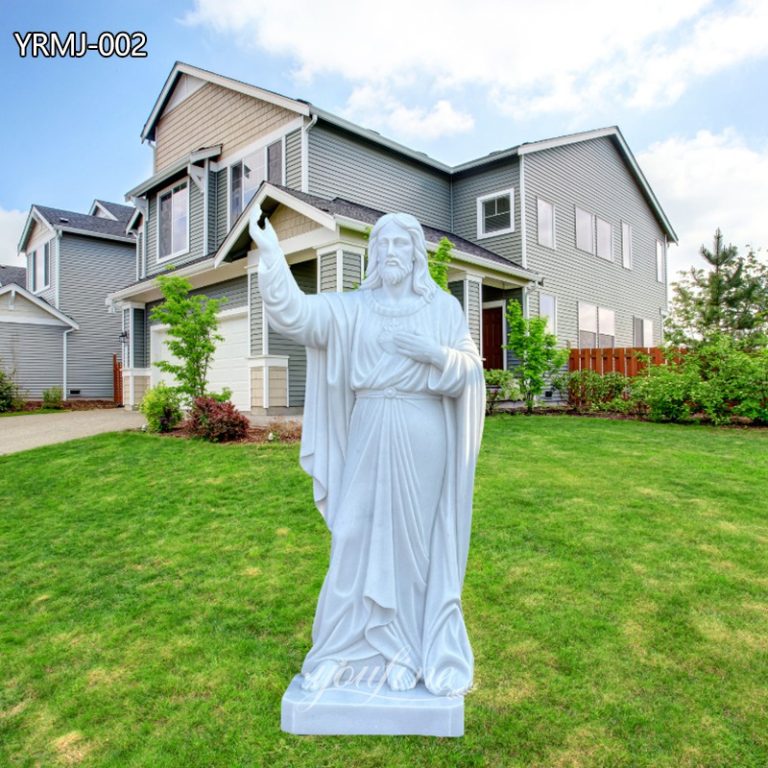 Outdoor Marble Sacred Heart of Jesus Statue