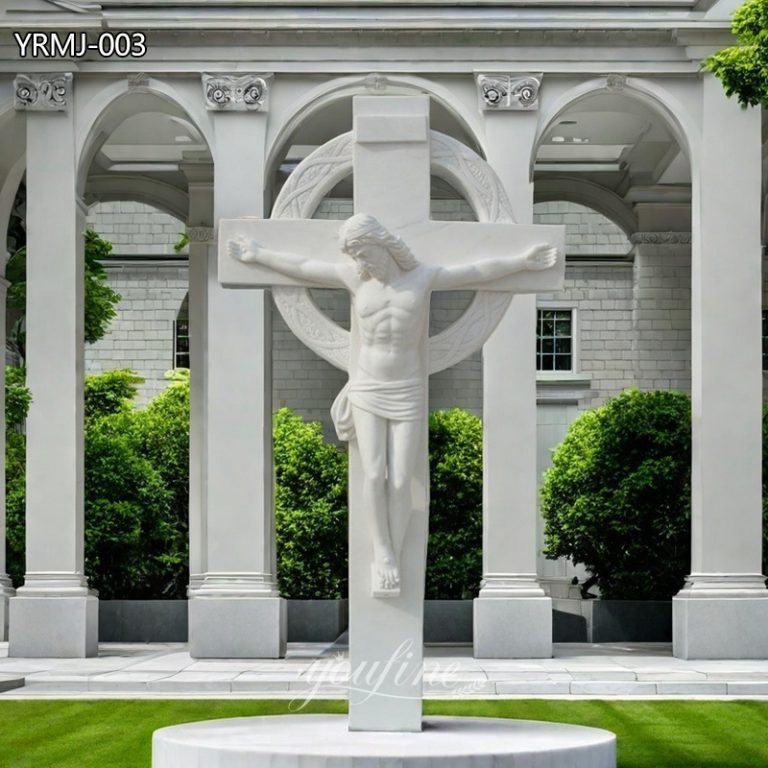 White Jesus Crucifix Sculpture in Marble