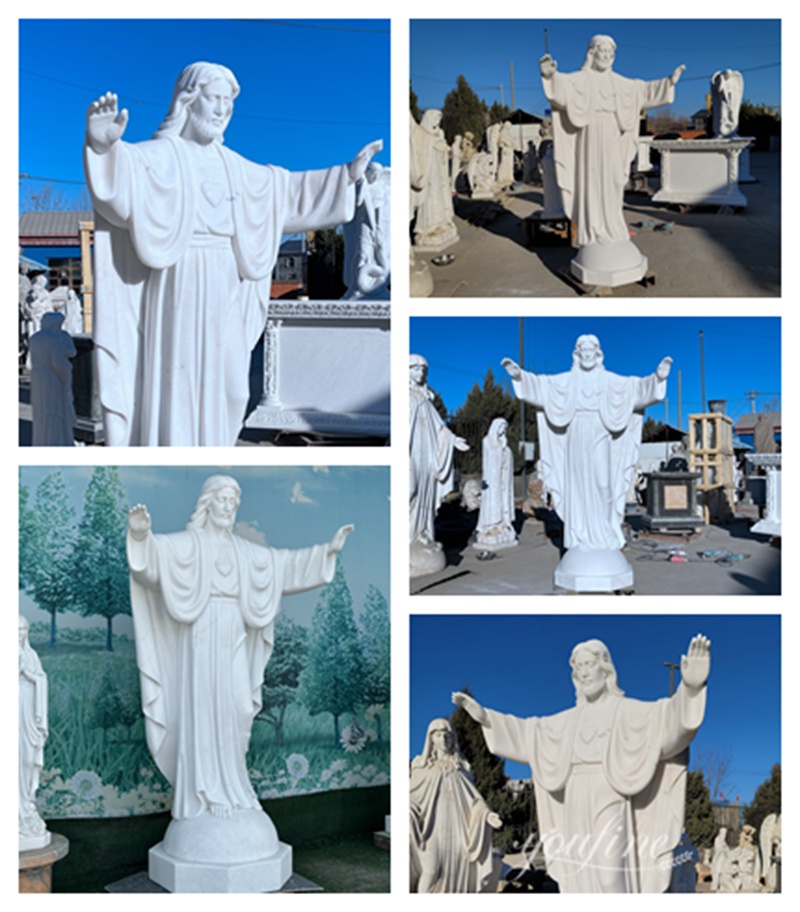 YouFine Factory Marble Statue Church Jesus with Open Hands Display