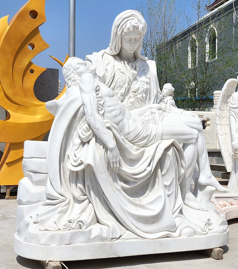 large marble pieta garden statue