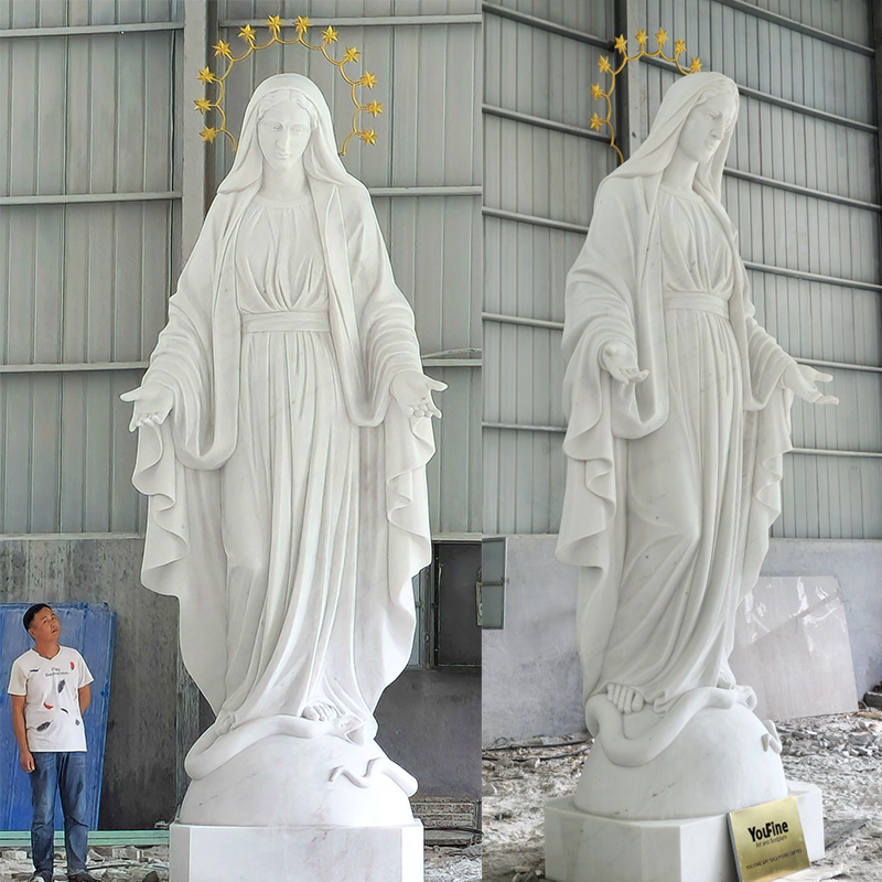 19-foot marble Mary sculpture