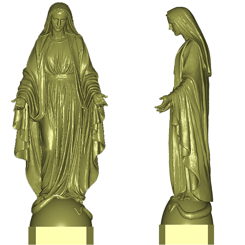 3D drawing of a 19-foot marble Mary sculpture