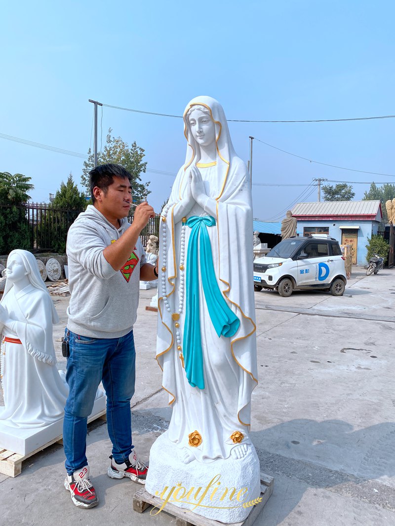 Marble Our Lady of Lourdes Statue painting process