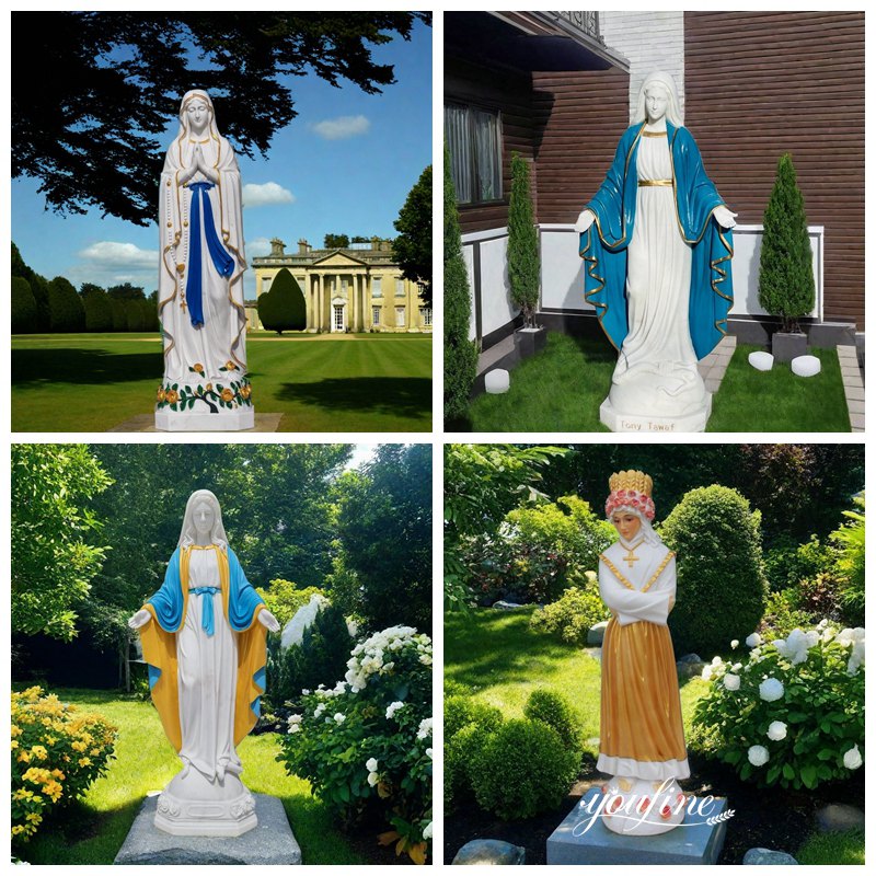 Marble Painted Mary Statue