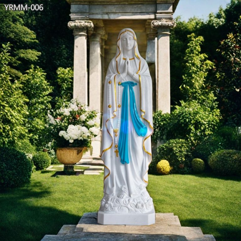 Marble Painted Our Lady of Lourdes Garden Statue