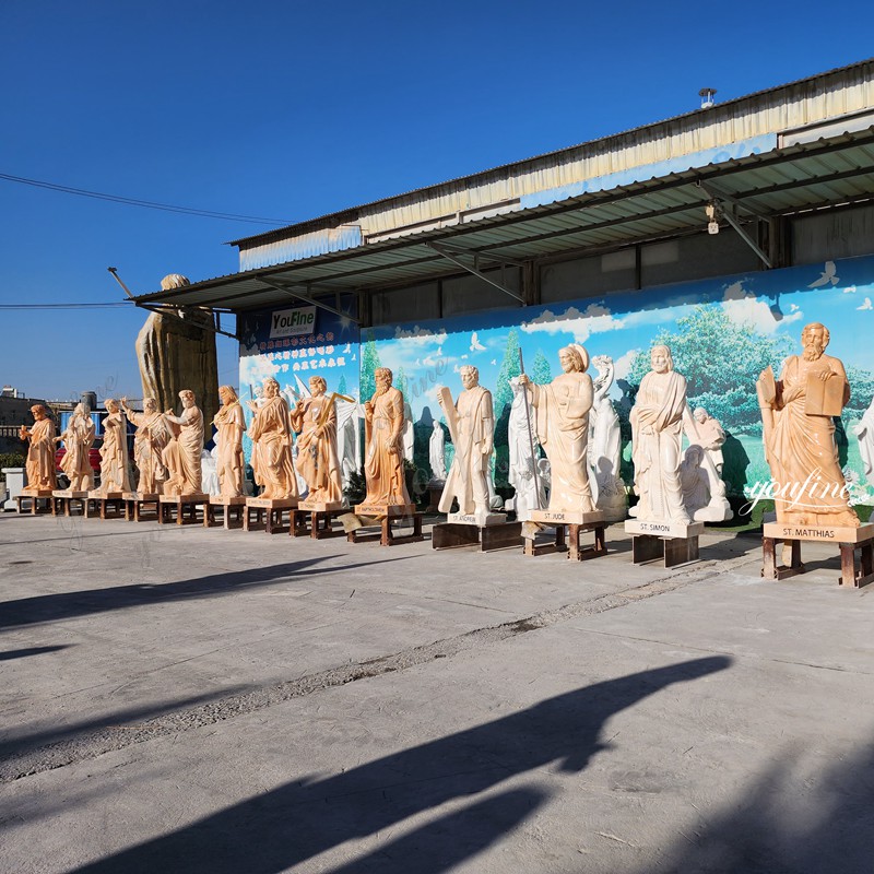 lifesize Sunset Red Marble Saint Sculptures