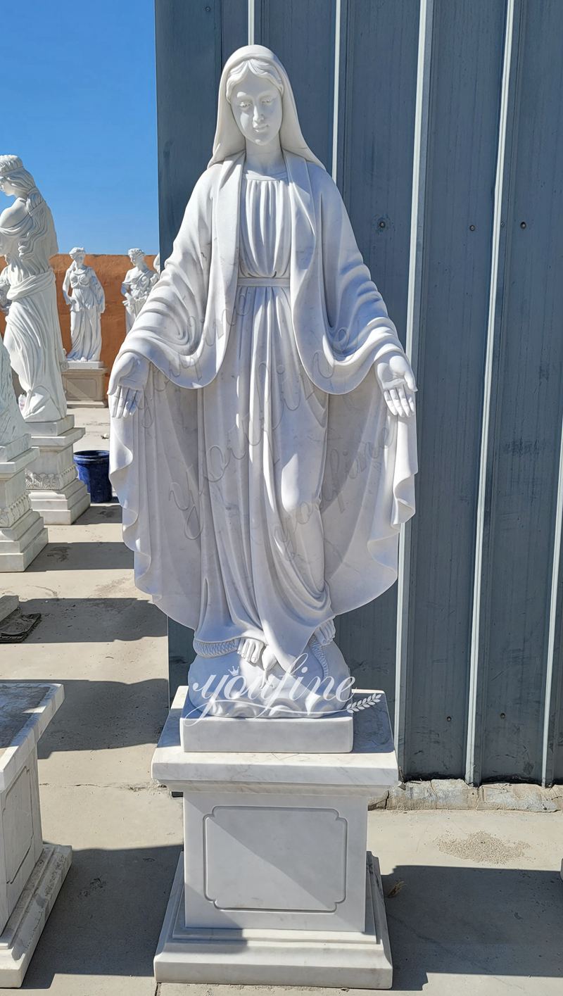 youfine factory Marble Virgin Mary Statue With Open Hand