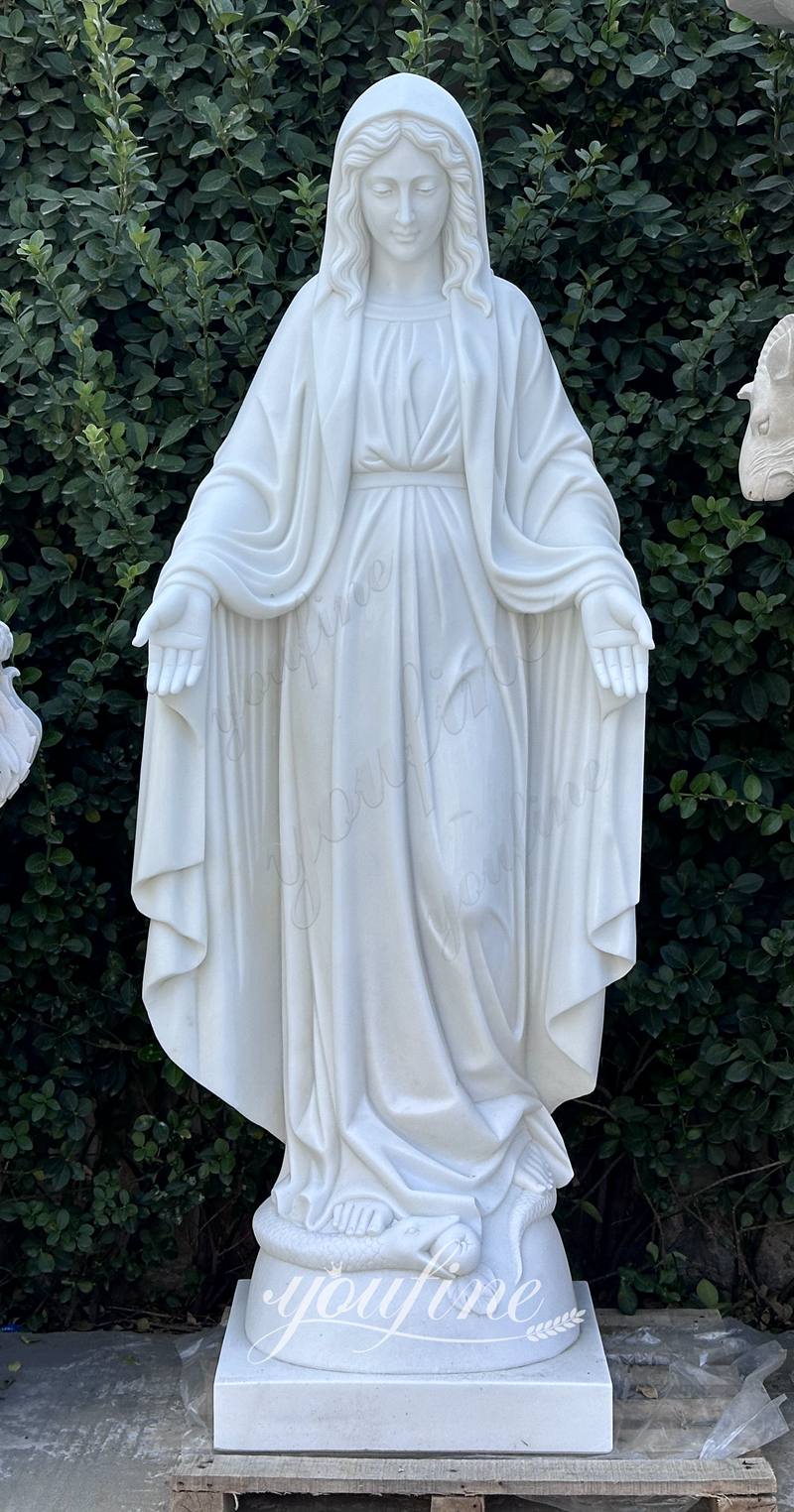 youfine factory White Marble Virgin Mary Statue With Open Hand