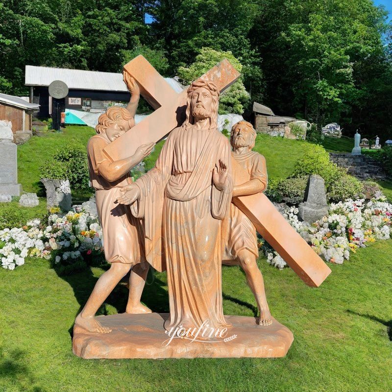 Marble Statue Jesus Takes Up His Cross