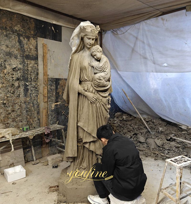 Mother Mary Holding Jesus clay model