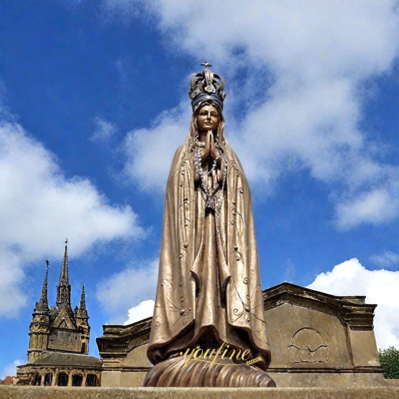 bronze large our lady of fatima sculpture with a crown