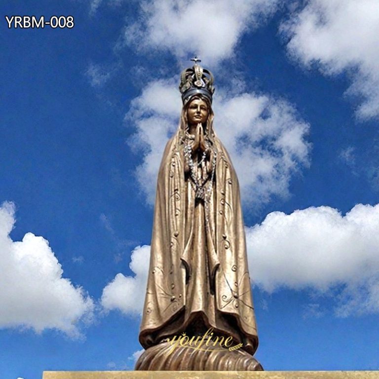 bronze large our lady of fatima statue with a crown