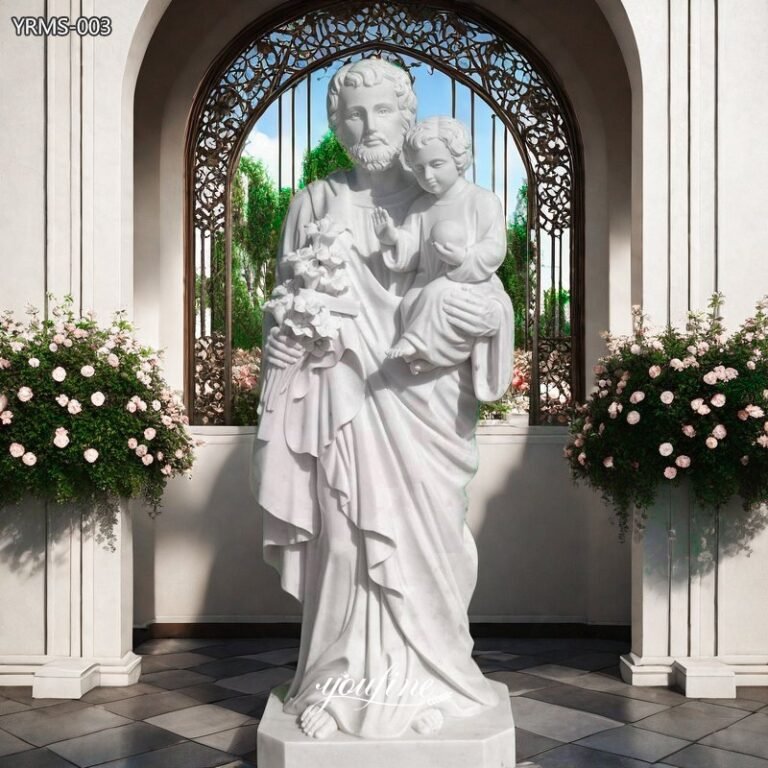 Marble St Joseph with Child Jesus Sculpture